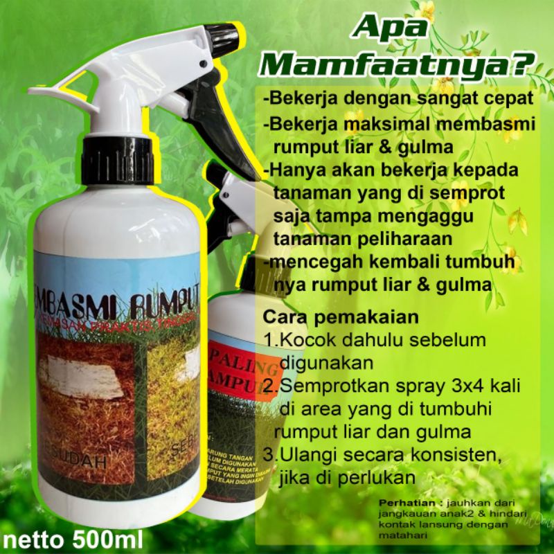 Pembasmi Rumput Liar Gulma Ilalang 500ML Sampai ke akarnya Semprotan Basmi Rumput Liar Gulma - alajelekkk