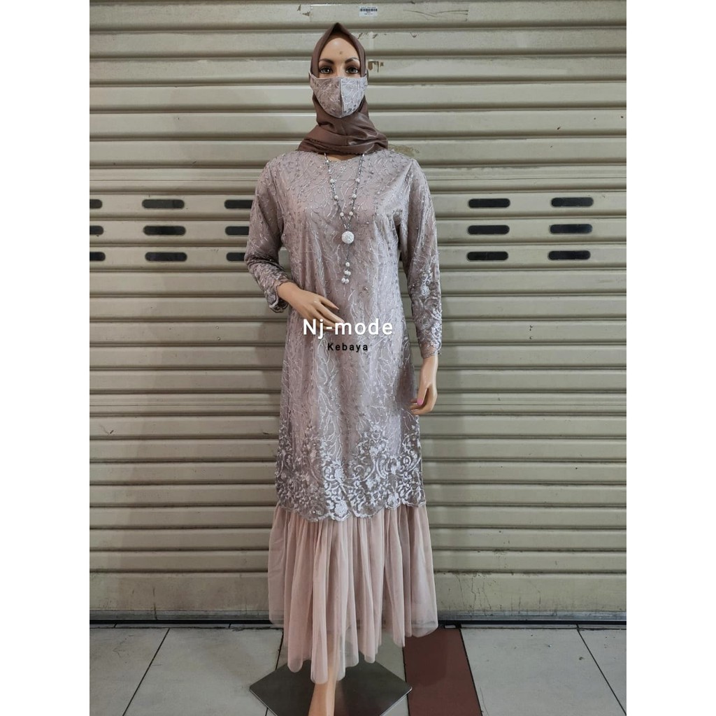 PROMO LONG TUNIK TUTU SYAKILA / LONG TUNIK TULLE MUTIARA BORDIR / GAMIS PESTA