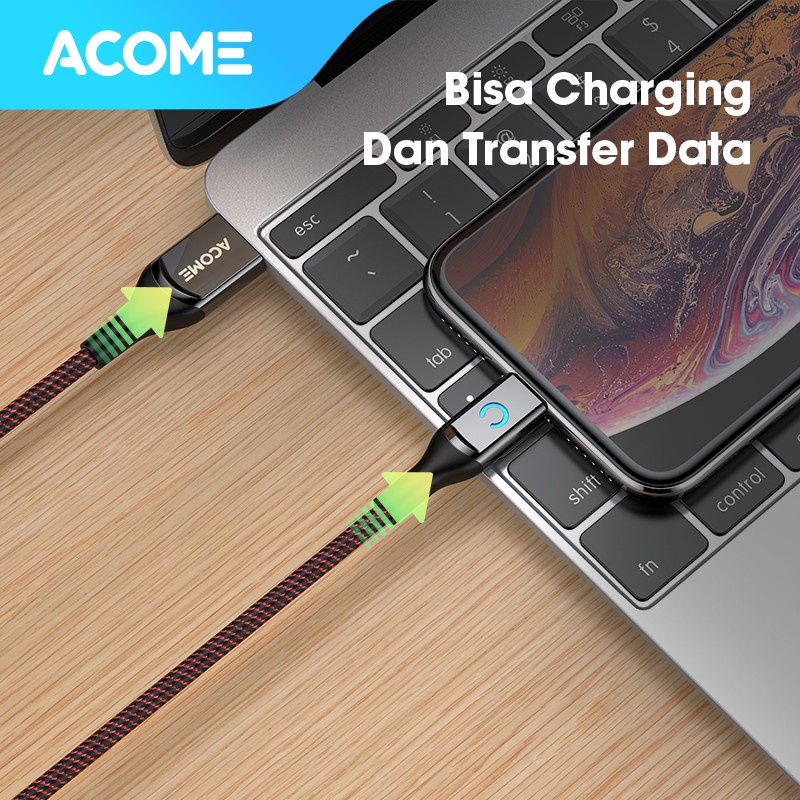 ACOME KABEL DATA TYPE-C 100CM 3A INTELLIGENT POWER-OFF GARANSI RESMI 1 TAHUN AZC-010