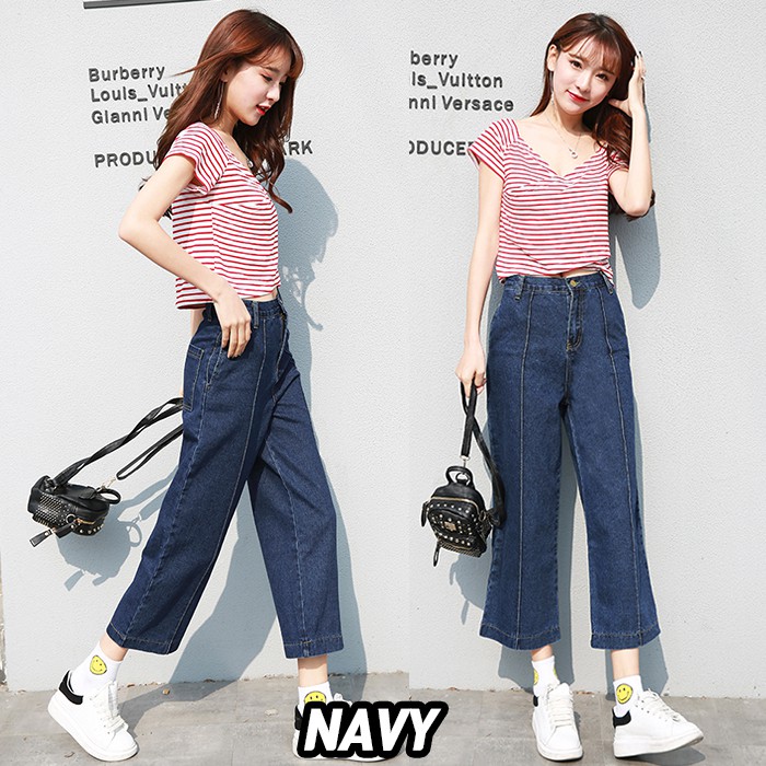 KARAKOREA 6036 Penelope Denim Pants Celana panjang Celana Jeans denim /Boyfriend/celana jeans wanita/Jeans Korea/celana wanita