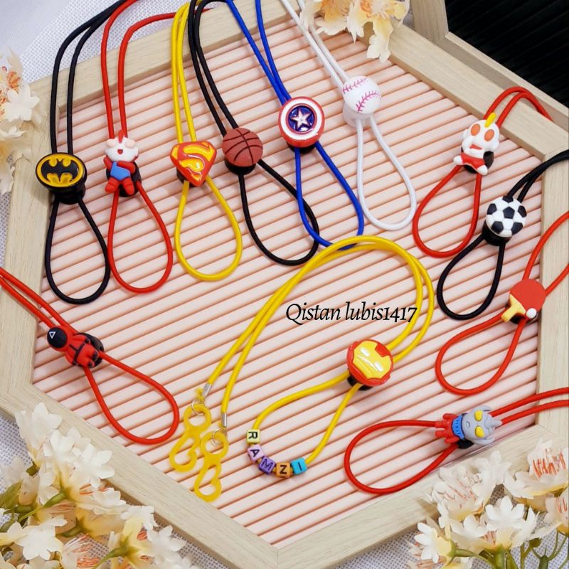 Costum nama strap masker|kalung masker Seri Boy's super hero n sport