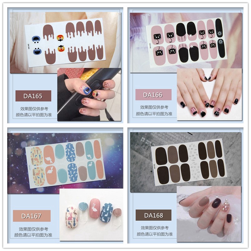 14Pcs / Set Stiker Kuku Motif Karakter Nail Sticker Glitter Motif Karakter Kuku