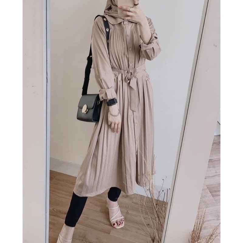 (RPA) TUNIK WELINA PLISKET FULL KANCING DAILY BUSUI WANITA TUNIK MOSCREPE PREMIUM