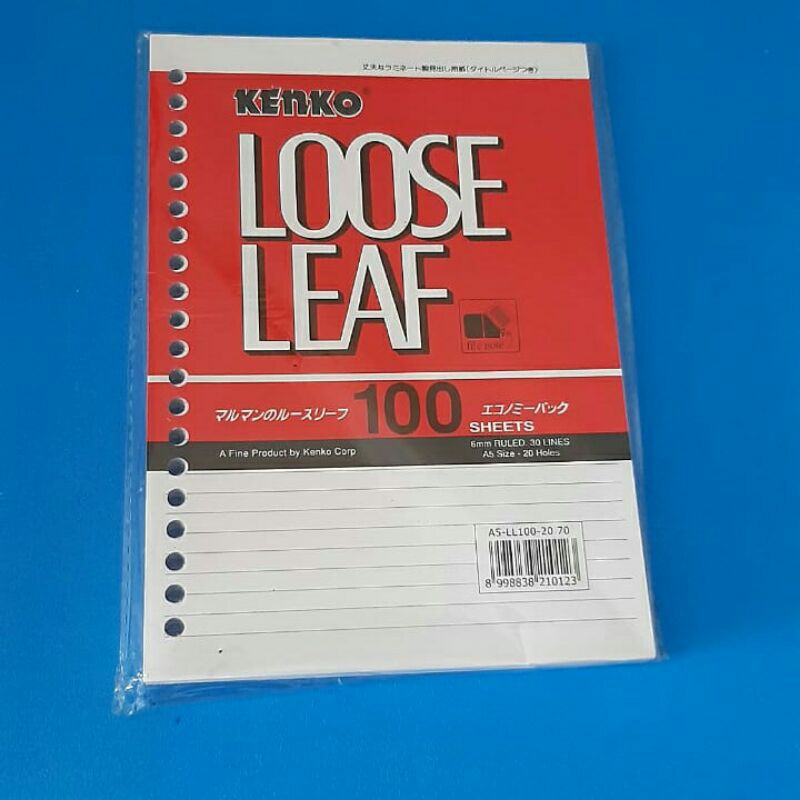 

Loose Leaf Kenko A5 isi 100/Refill Isi Kertas bergaris