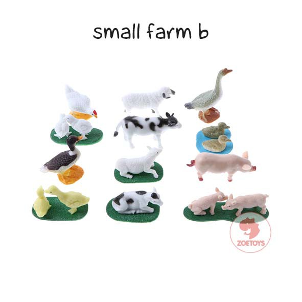 Zoetoys Farm Animal 1 set 12 pcs | Premium Small Figurine Animal Toobs lookalike | Mainan Edukasi Anak