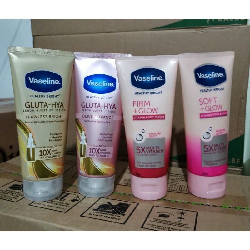 Vaseline Healthy Bright 180 / 200 ml Gluta Hya Vitamin Gel Body Serum Tubuh Firm Fresh Soft Glow