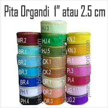 Pita Organdi list emas 1 inch atau 2.5cm