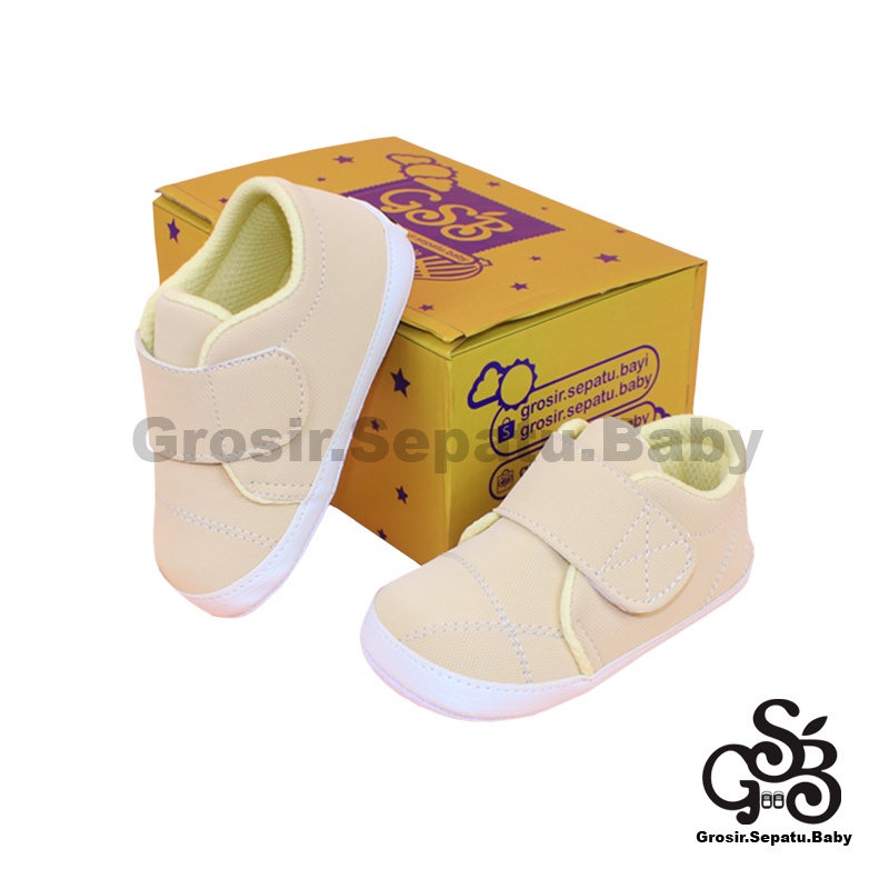 Prewalker - Sepatu Bayi - Baby Shoes | 2-12 bulan | Simple Classy KREM casual polos ringan &amp; fleksibel