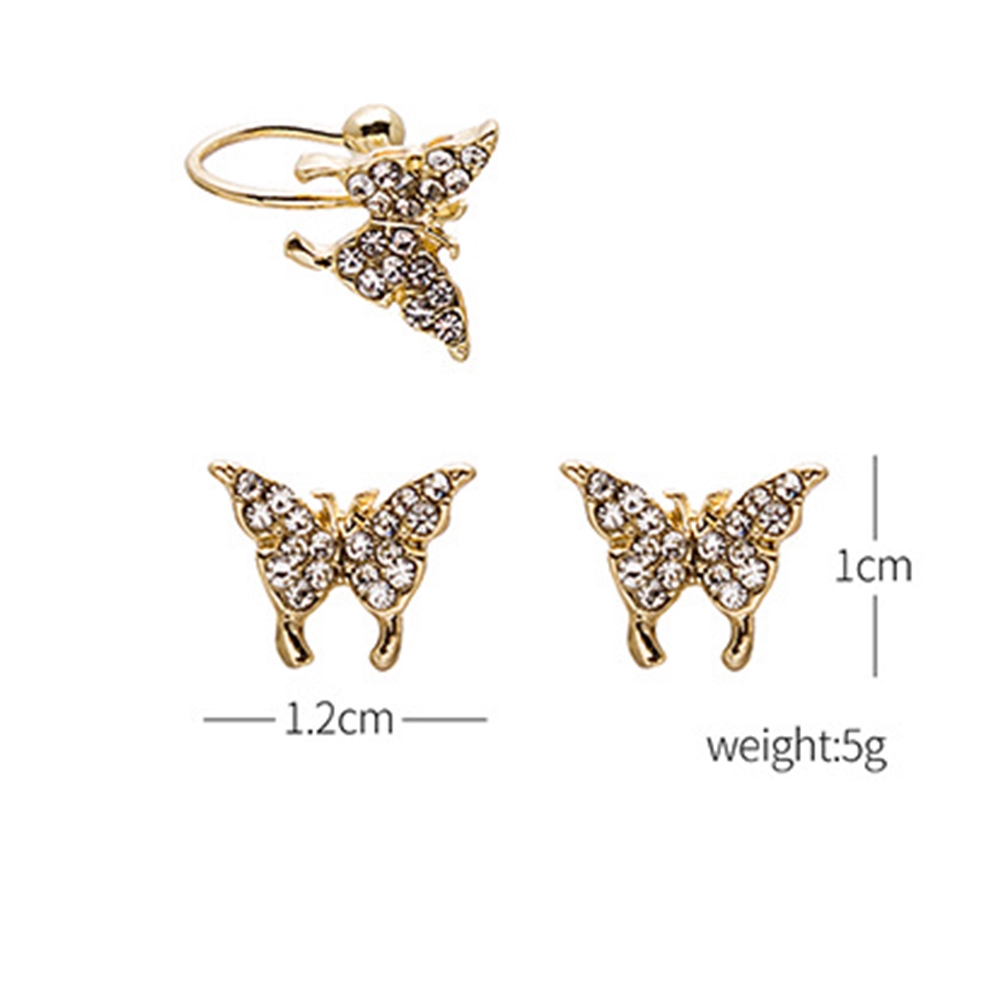 Anting Klip Tanpa Tindik Bentuk Kupu-Kupu Warna Emas Untuk Wanita