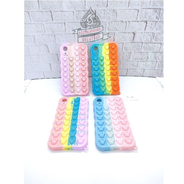 SILICONE CASE POP IT IPHONE XR PELINDUNG CAMERA - CASE PENGHILANG STRESS PUSH IT BUBBLE CASE RAINBOW