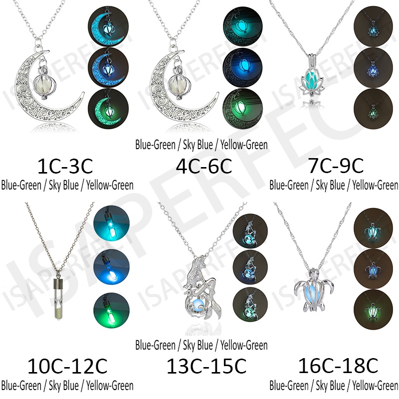 Hot Sale Bercahaya Bersinar Bulan Malam Mutiara Antik Lotus Pasir Timer Kaca Liontin Turtle Manik Kalung Fashion Liontin Halloween Perhiasan Fashion Aksesoris