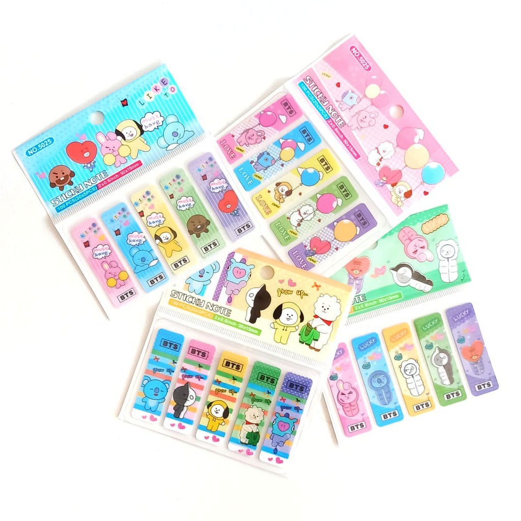 

1 SET 100PCS STICKY NOTE PLASTIK HOLOGRAM MOTIF BT21 BTS KPOP / STICKY NOTES BTS BT21 KPOP