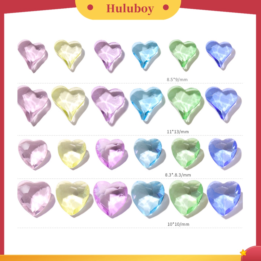 Huluboy Huluboy♡ 10pcs Charms Berlian Imitasi Bentuk Hati 3D Warna Campur Untuk Dekorasi Nail Art