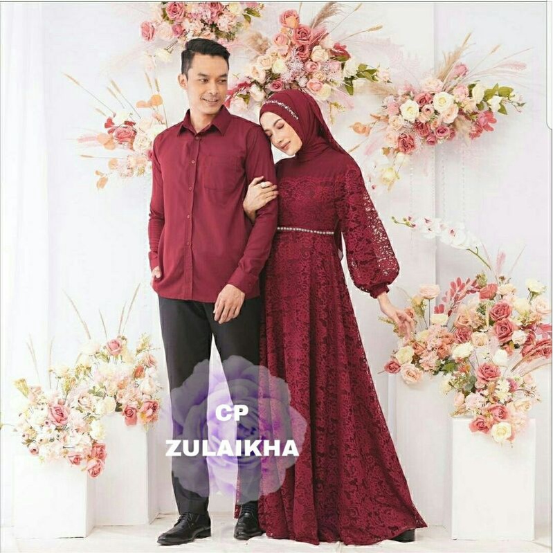 CP Couple Kondangan Maxi Maxy Dress Kemeja Zulaikha Moscrepe Brukat Corneli