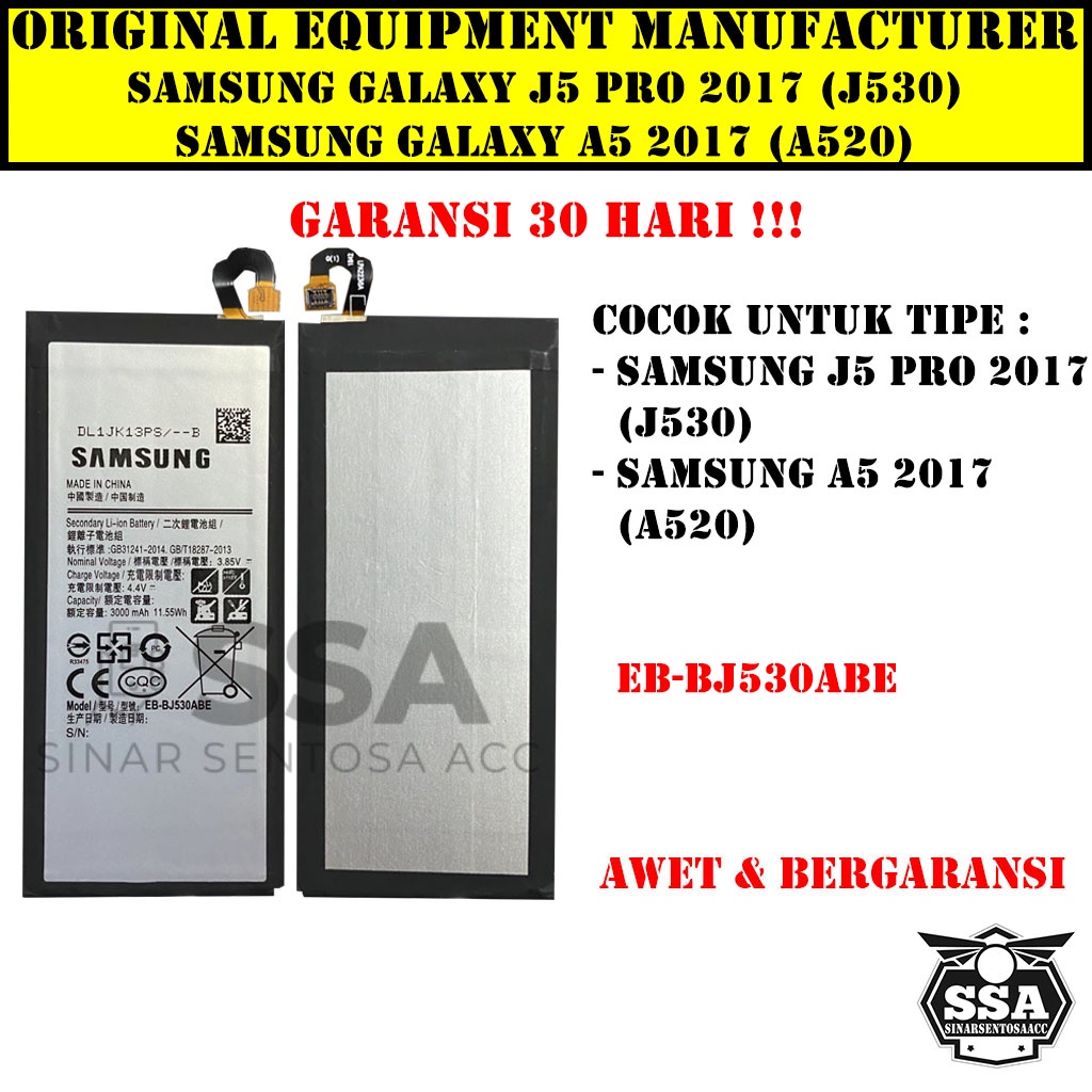 Baterai Original OEM Samsung Galaxy J5 Pro 2017 A5 2017 J530 A520 EB-BJ530ABE BJ530ABE HP Ori Battery Batrai Batre Batu Batere GARANSI AWET MURAH