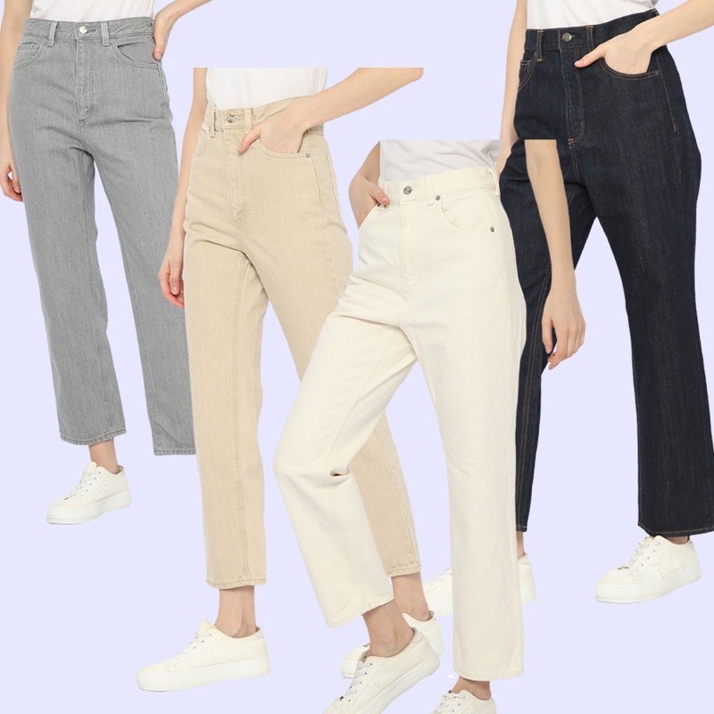 [4warna] GU by UNQ 919 BF Mom Jeans - Celana Panjang Wanita Branded Original
