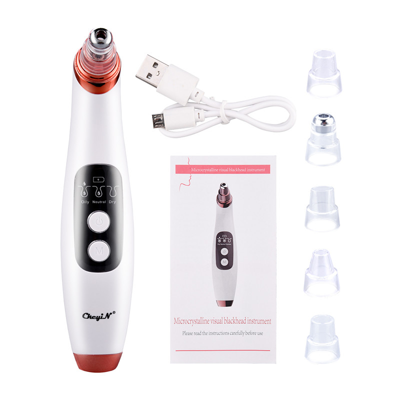 

Blackhead Acne Vacuum Suction Pore Clean Machine Rechargeable Face Beauty Tool with 5 Adjustable Suction Power
