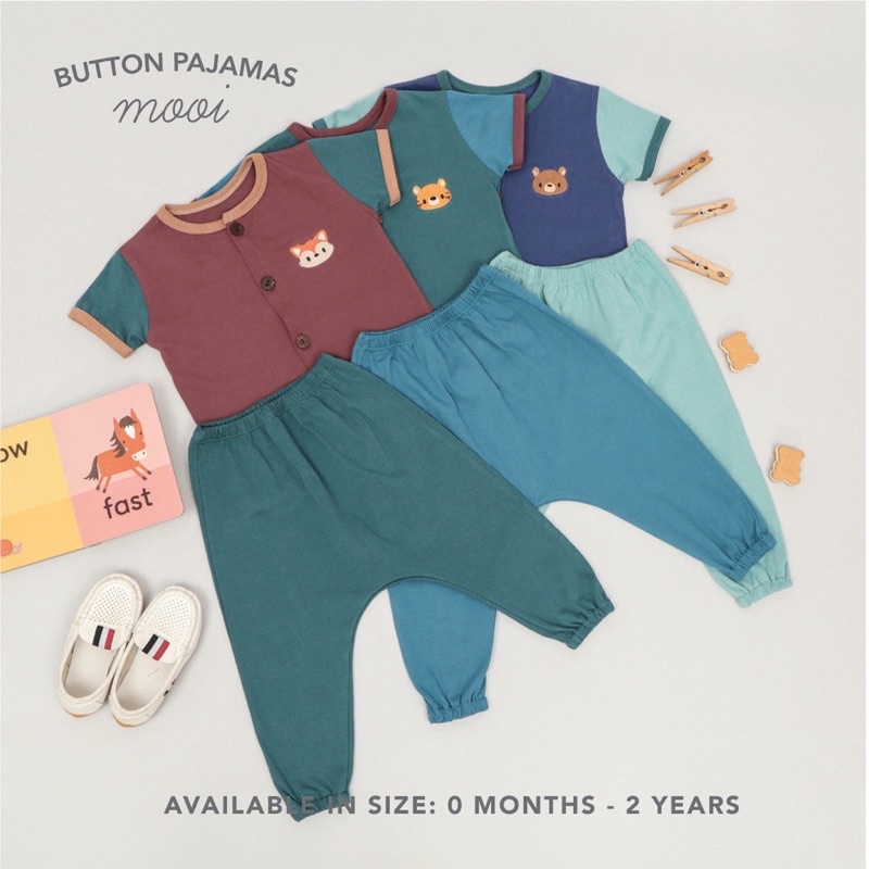 Mooi Short Sleeve Long Button Pajamas - Mooi piyama bayi