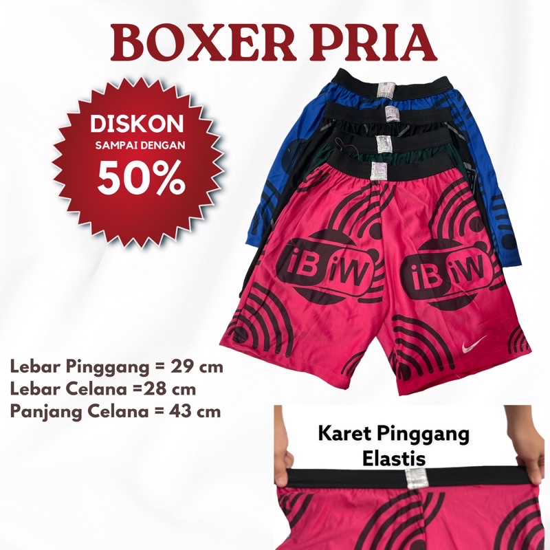 Celana Pendek Boxer Pria Allsize Kasual 4 Warna