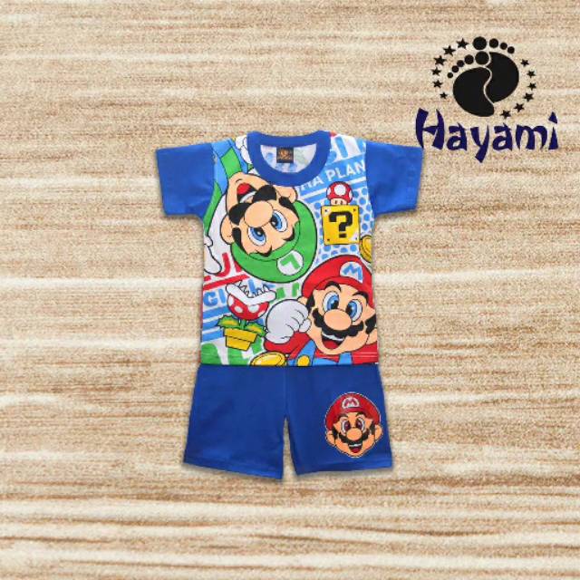 Setelan anak cowok 1-2 tahun mario Bros hayami