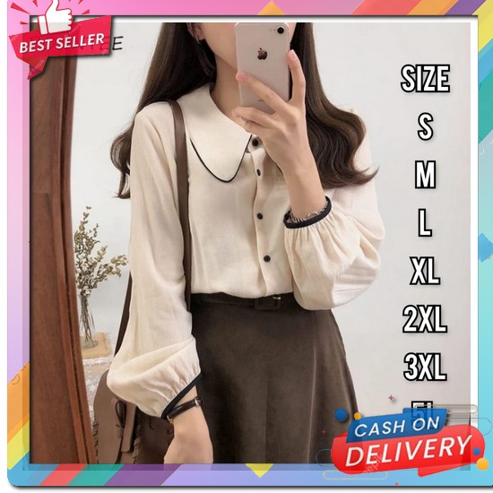 Blouse Fashion Rajut Import L - Xl- Korean Fashion Rajut Tebal 94130 Tiwi Blouse - Ukuran S M L Xl 2