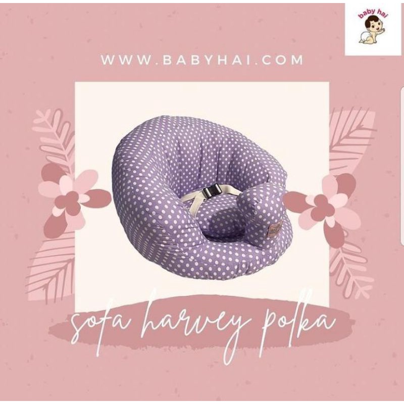 Baby hai kursi sofa harvey polkadot bayi belajar duduk bahan kain dengan gesper / penahan