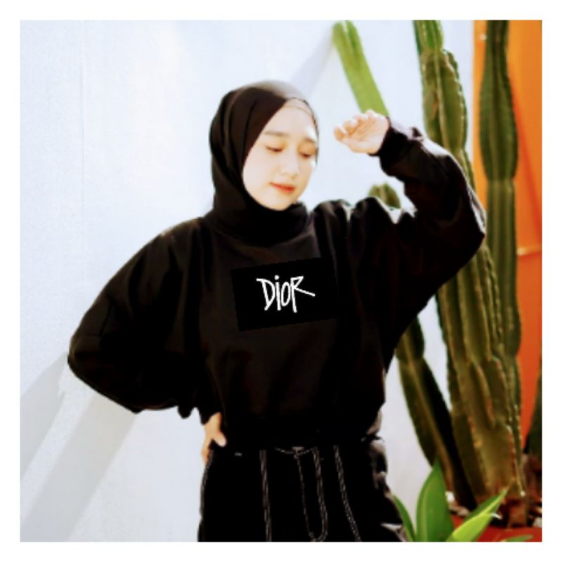 Sweater Crop Oversize Wanita Oversize crop wanita