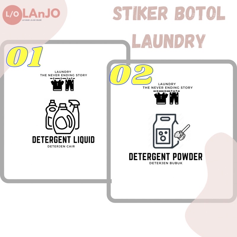 Stiker botol laundry & cleaner / Label botol laundry tahan air