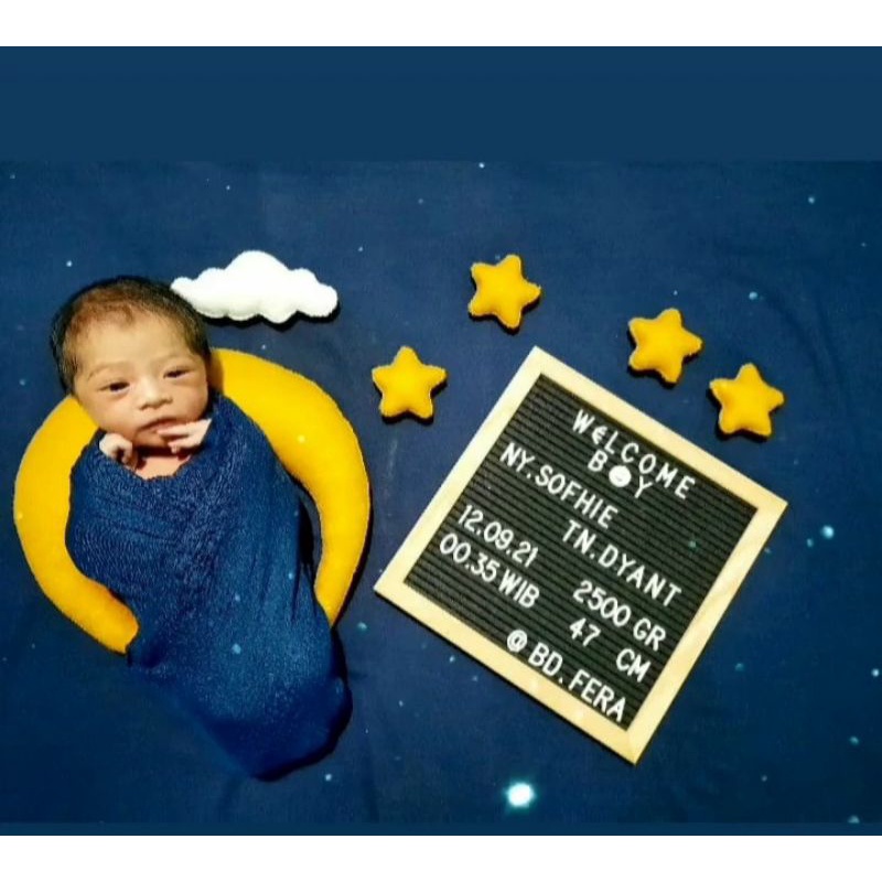 hiasan bulan flanel/ hiasan photo shoot bayi