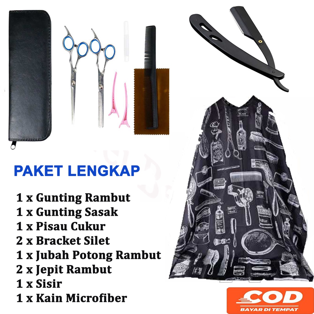  Paket Alat Cukur Rambut Gunting Rambut Gunting Sasak Set Potong Rambut Lengkap Salon Barbershop Profesional Kirei Beauty-3