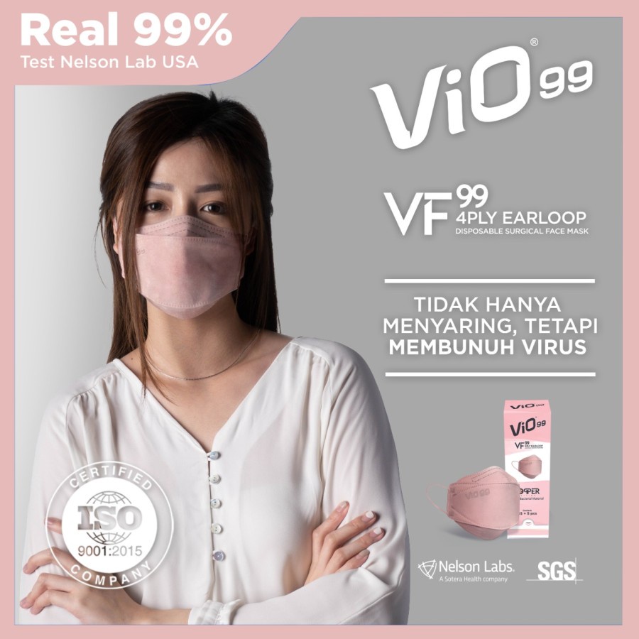 Masker Vio VF99 Medis Premium 4 ply Warna Copper Ada Kemenkes Isi 30