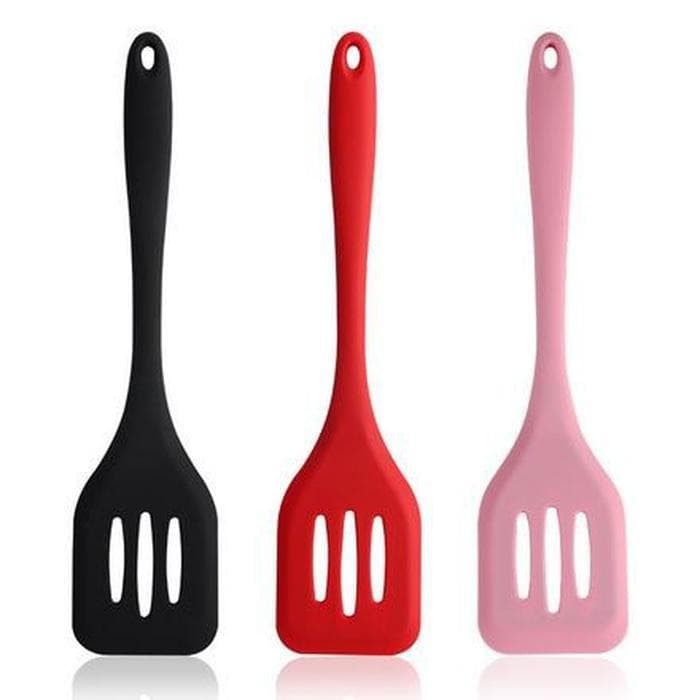 SPATULA SILIKON TAHAN PANAS FOOD GRADE HEAT RESISTANCE - SUTIL SODET MODEL LUBANG - KINIAN STORE