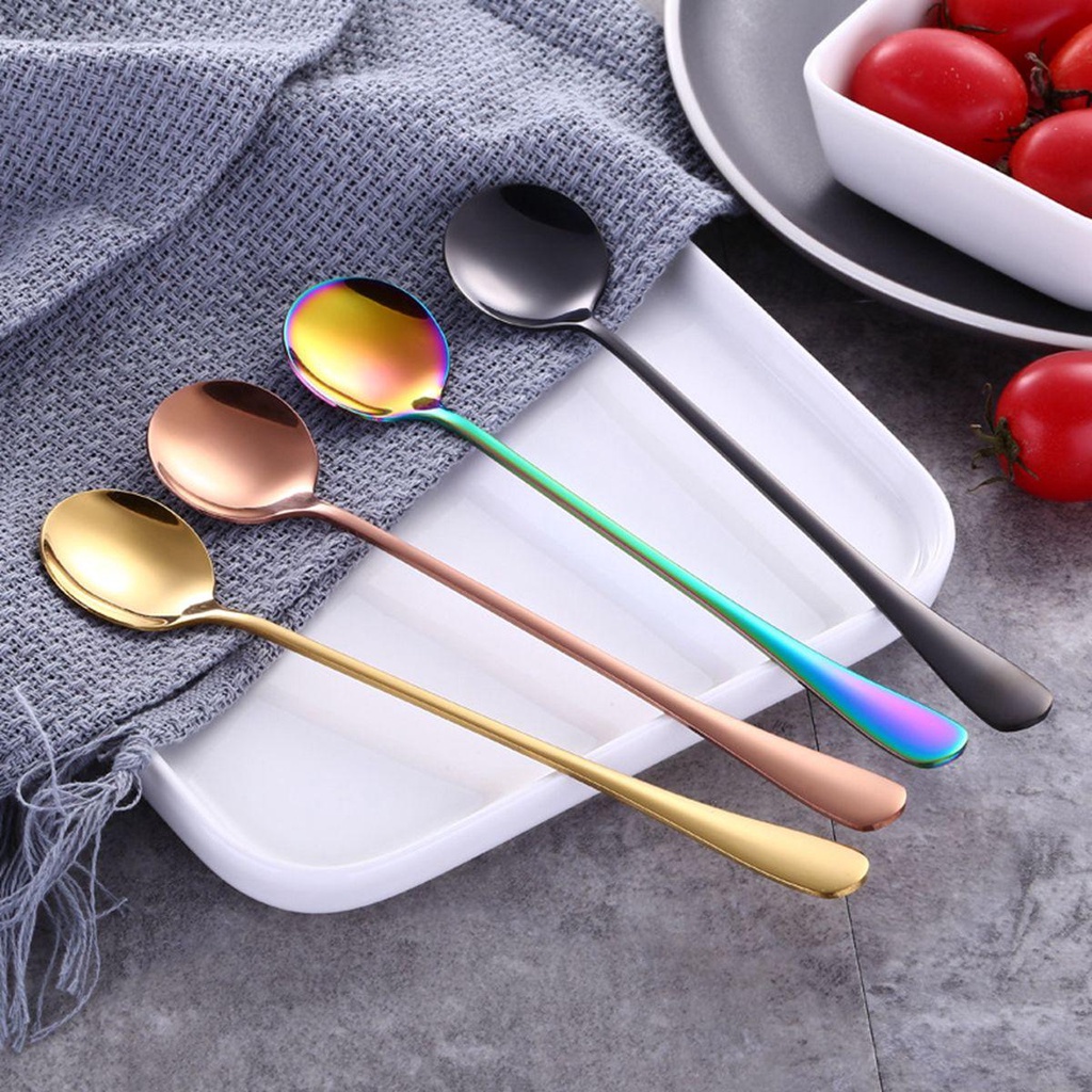 [Elegan] Sendok Teh Dapur Rumah Es Krim Gagang Panjang Scoop Juice Stirring Tool