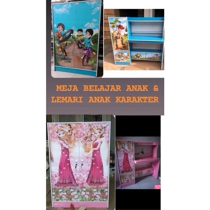 PAKET MEJA BELAJAR ANAK & LEMARI ANAK KARAKTER