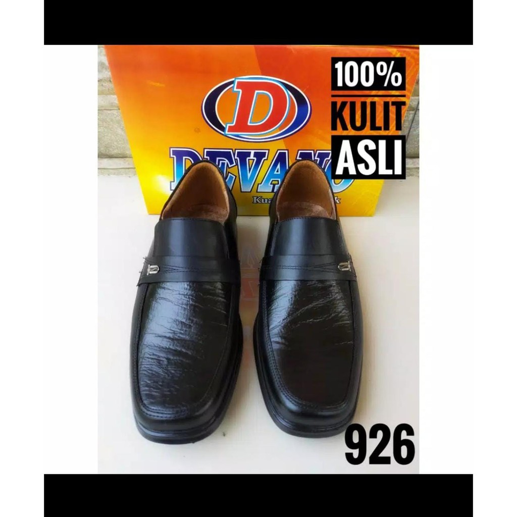 Sepatu Pantofel Kulit ASLI 100% Sapi Tidak Asli Bisa Kembali Sepatu Kantor Pria Full Hitam Slip On PREMIUM Model 926 Devano X Valendino Store