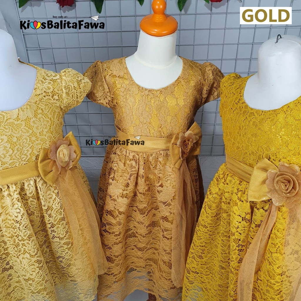 Gaun Pesta Size 8-12 Tahun / Ekspor Quality Premium Brukat Baju Anak Perempuan Dress Polos Natal