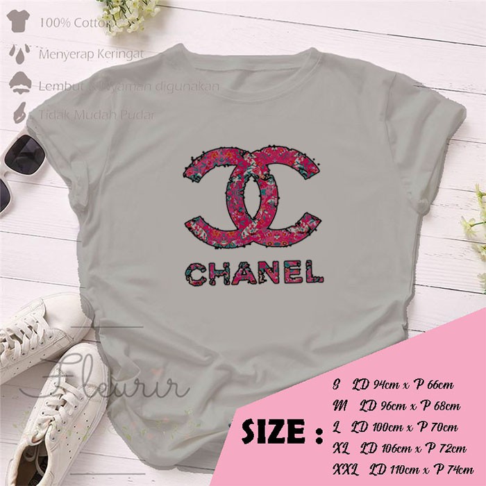 FLEURIR - KAOS CHNL FLOWER WANITA DEWASA LENGAN PENDEK TUMBLR TEE UNISEX