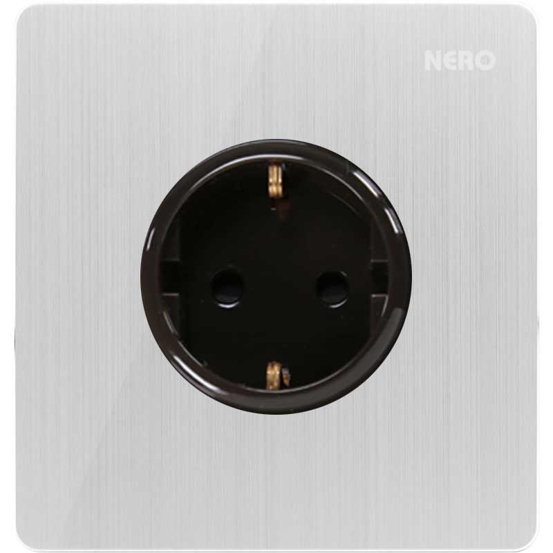 NERO Titanium V1116VG-SILVER Stop Kontak Schuko (CP)