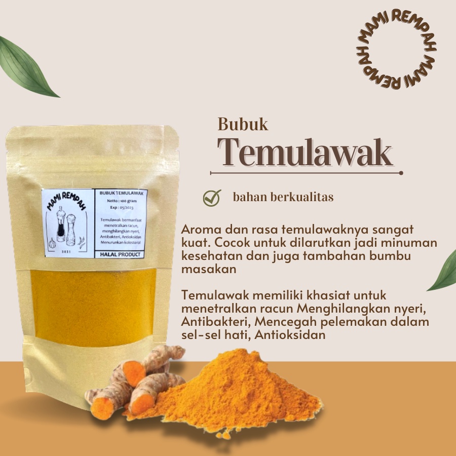 

BUBUK TEMULAWAK / TEMULAWAK POWDER 100 gram