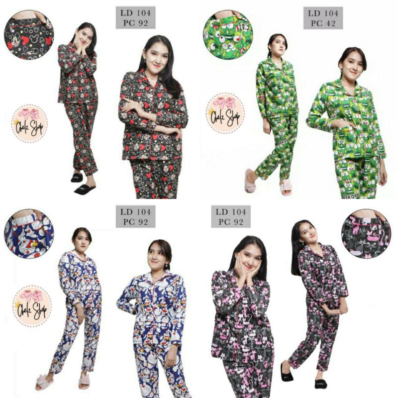 Baju Tidur Piyama Wanita Cewek Pajamas Katun Motif PP