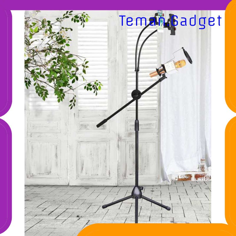 TG-BD086 TaffSTUDIO Microphone Standing Tripod with 2 x Smartphone Holder NB-03