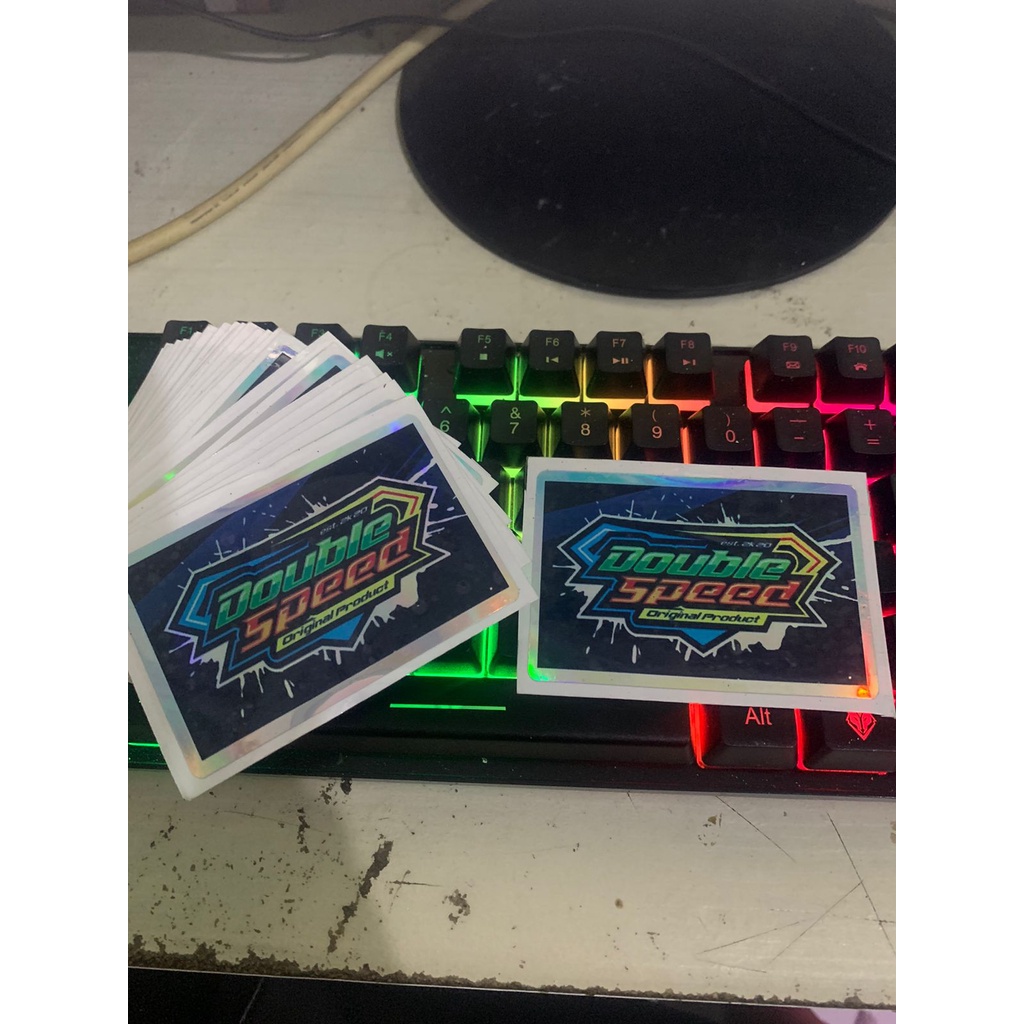 stiker double speed original product hologram princut cutting UV