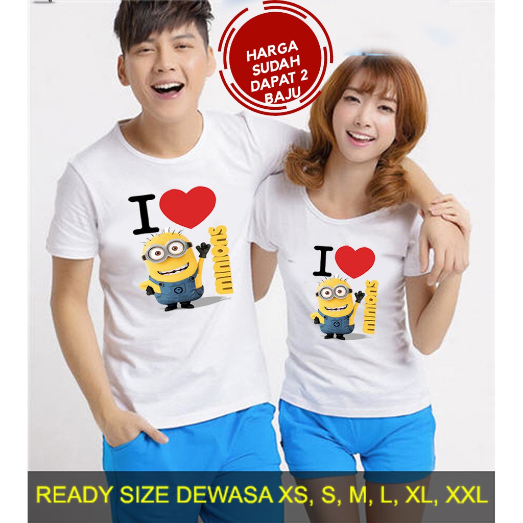 KAOS BAJU MINION 71 80 DEWASA FREE TULISAN NAMA Shopee Indonesia