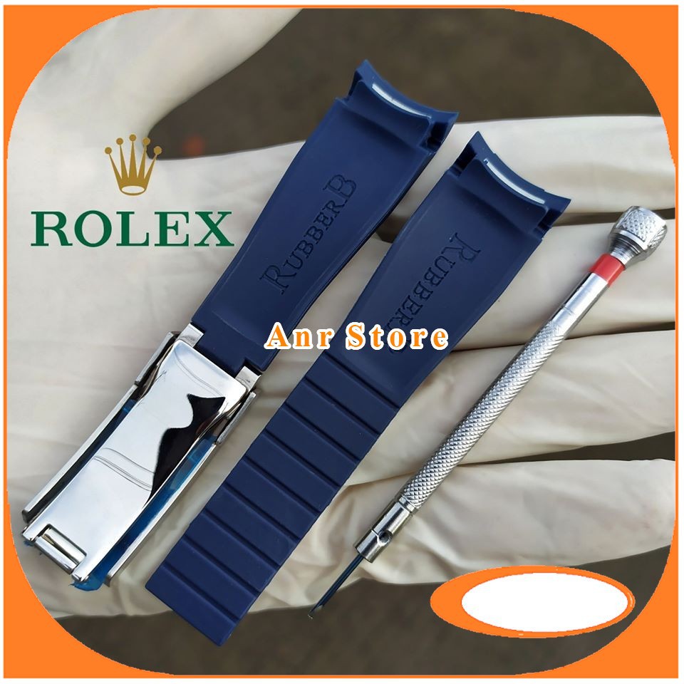 Tali Jam Tangan Rolex Rubber B + Buckle + Obeng Blue Navy Hight Quality 20 mm