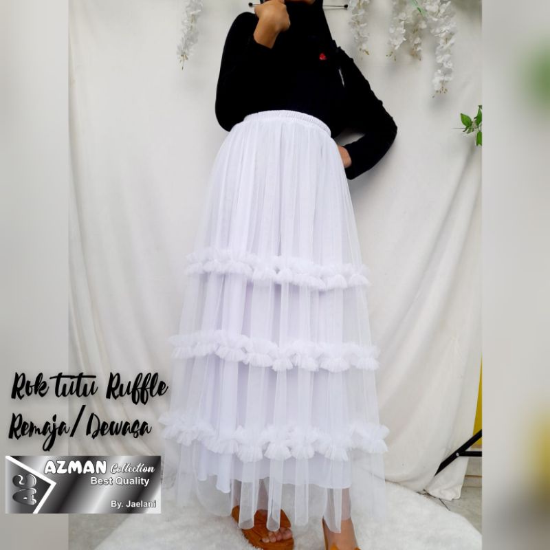 ❤ROK COUPLE❤ ROK TUTU RUFFLE 3 SUSUN/ROK ANAK DAN DEWASA/ROK TILE PREMIUM