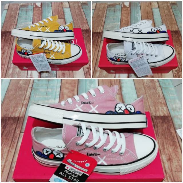 Sepatu Convers All Star 70s Kaws pink white yellow