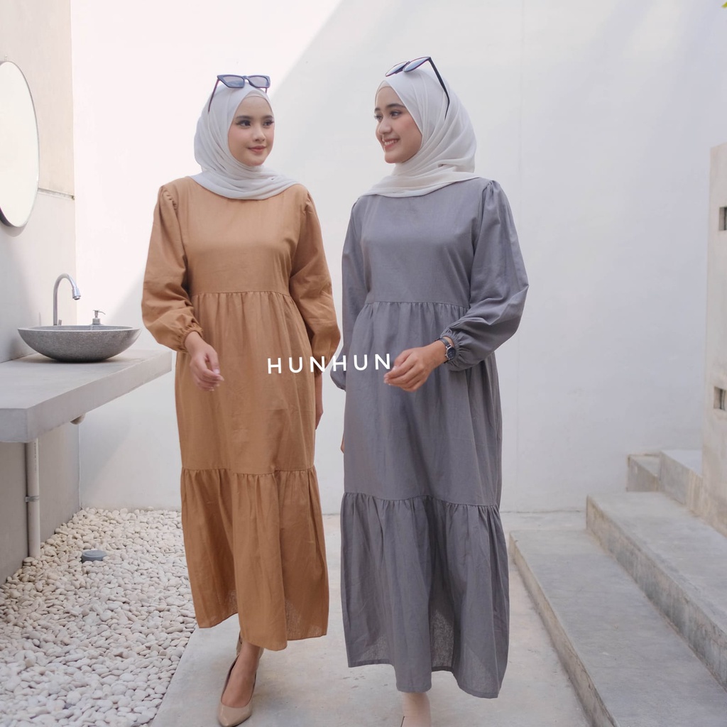 Almira Dress Linen Premium Gamis Linen Hits Termurah Pusatgrosir_solo