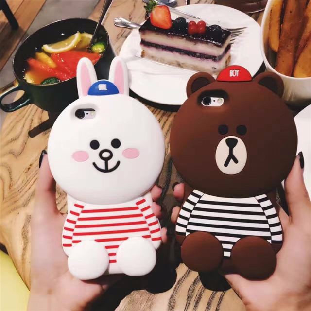 Silicon Case Brown IPHONE 6 PLUS  Karakter Lucu silikon boneka  hadiah