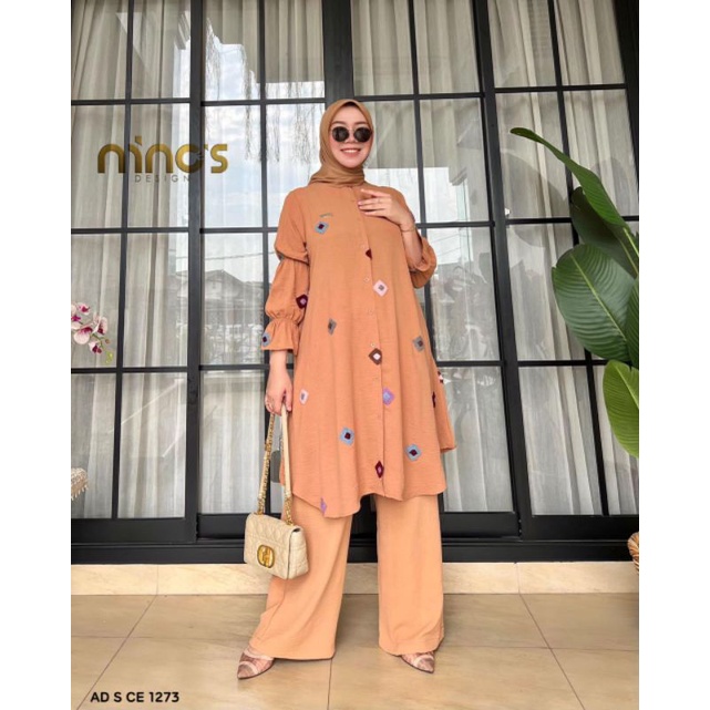 setelan tunik celana busui polos branded original ninos