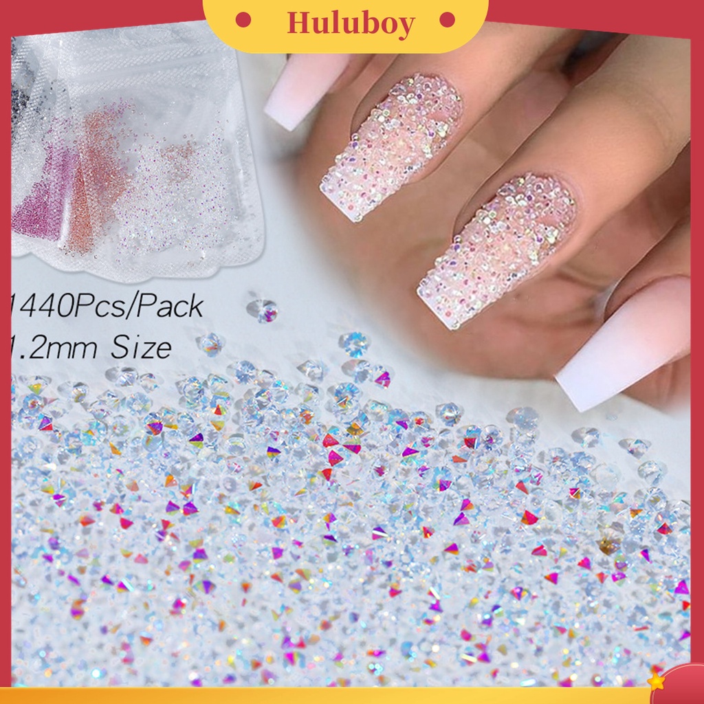 Huluboy Huluboy♡ 1440pcs / Set Manik-Manik Kristal Berlian Imitasi Bentuk Asimetris 3D Untuk Manicure Charms